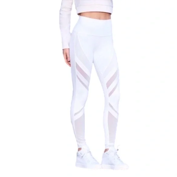 ALO Yoga EPIC White Mesh Panel Leggings size Small - Picture 1 of 14
